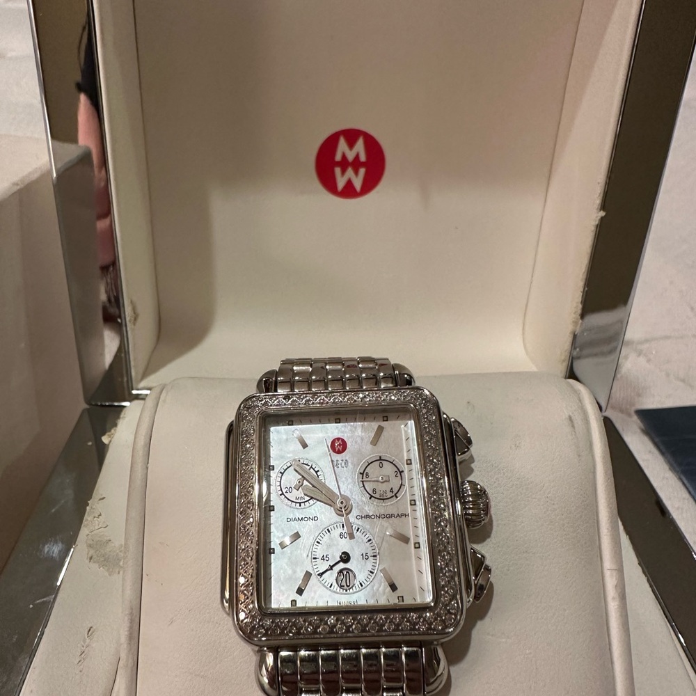 Michele Deco Stainless Diamond Silver Watch